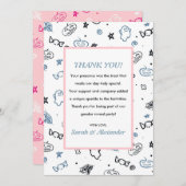 性別の表示サンキューカードかわいいピンクと青 サンキューカード (正面/裏面)