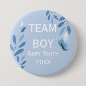性別の表示チームの男の子bl水色フローラボタン 缶バッジ (正面)