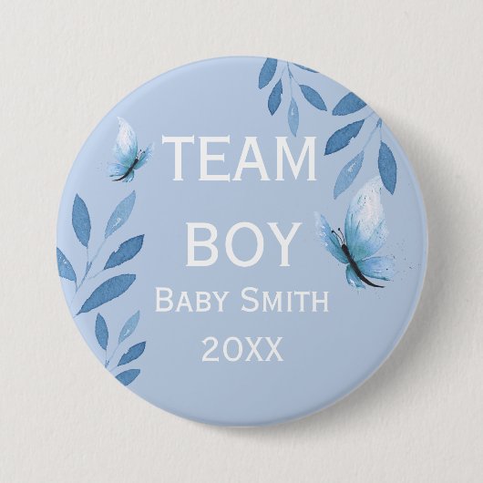性別の表示チームの男の子bl水色フローラボタン 缶バッジ (正面)