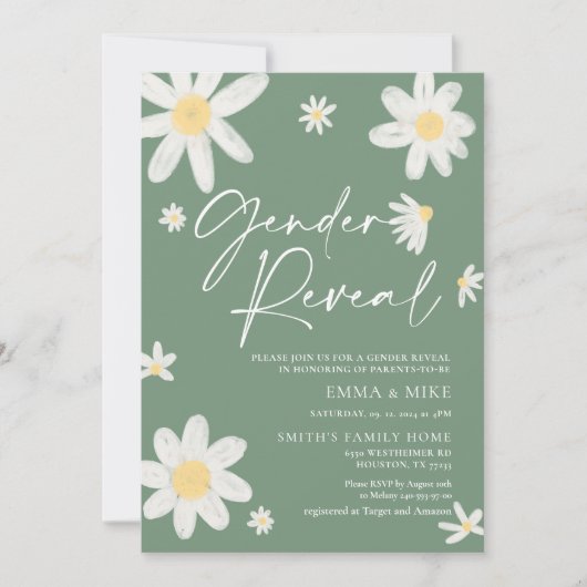 性別の表示デイジーセージ緑 招待状 (正面)