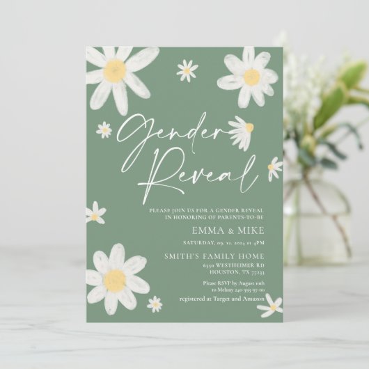 性別の表示デイジーセージ緑 招待状 (スタンド正面)