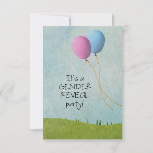 性別の表示パーティの招待状 – バルーン – 3.5x5 招待状 (正面)