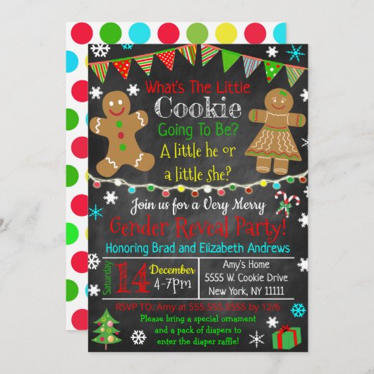 性別の表示パーティの招待状 招待状 (正面/裏面)