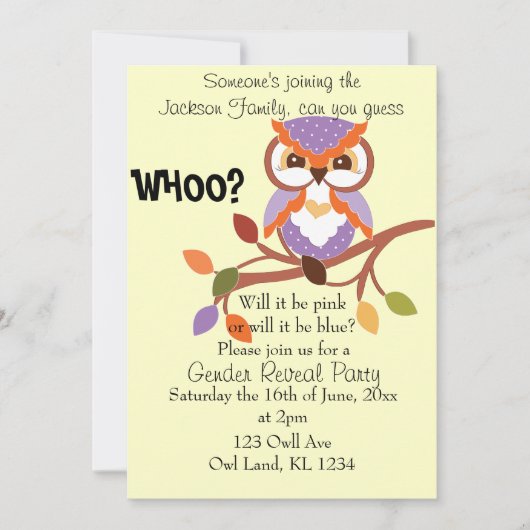 性別の表示パーティの招待状 招待状 (正面)