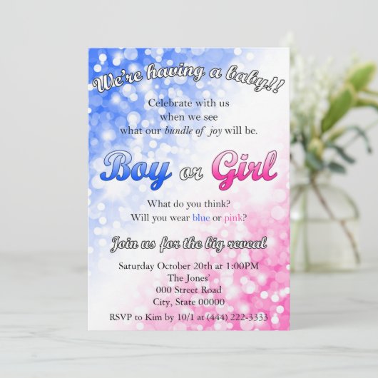 性別の表示パーティの招待状 招待状 (スタンド正面)