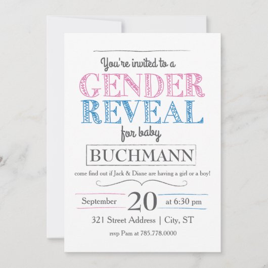 性別の表示パーティの招待状 招待状 (正面)