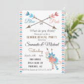 性別の表示パーティー矢印ブルーピンクBoho花 招待状 (スタンド正面)