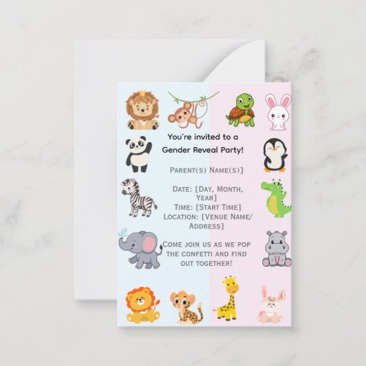 性別の表示パーティー ノートカード (正面)