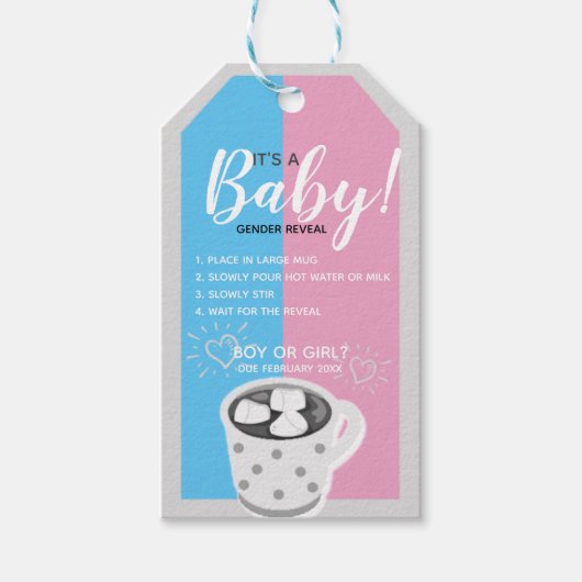 性別の表示パーティー |ホットチョコレート爆弾ラベル ギフトタグ (正面)