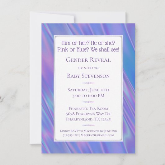 性別の表示パーティー | Blue Pink彼または彼女の詩 招待状 (正面)