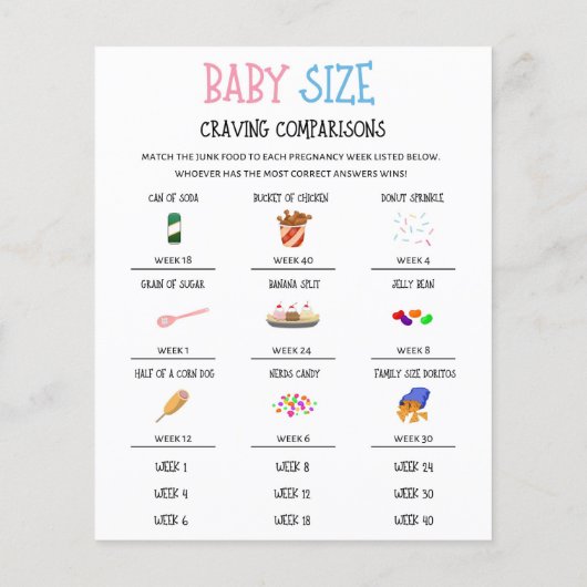 性別の表示ベビーサイズの欲求の比較ゲーム (裏面)