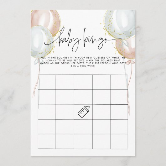 性別の表示ベビービンゴシャワーゲームカード アドバイスカード (正面)