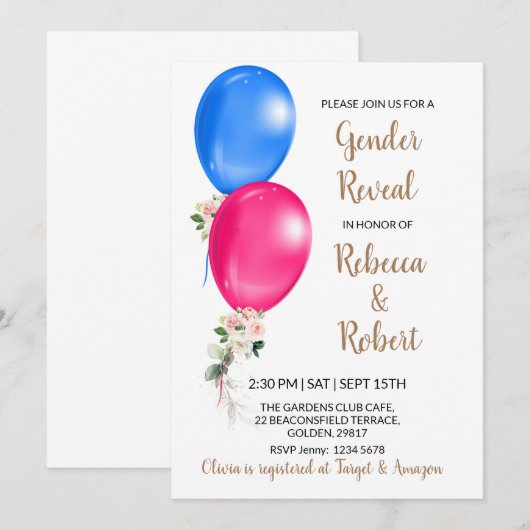 性別の表示招待状 招待状 (正面/裏面)