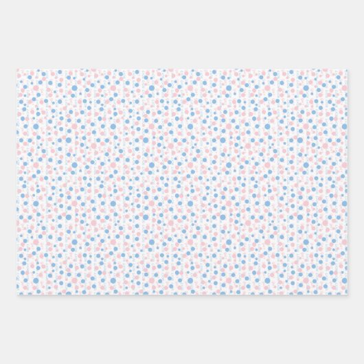 性別の表示水玉模様の折り返し紙シート ラッピングペーパーシート (正面)