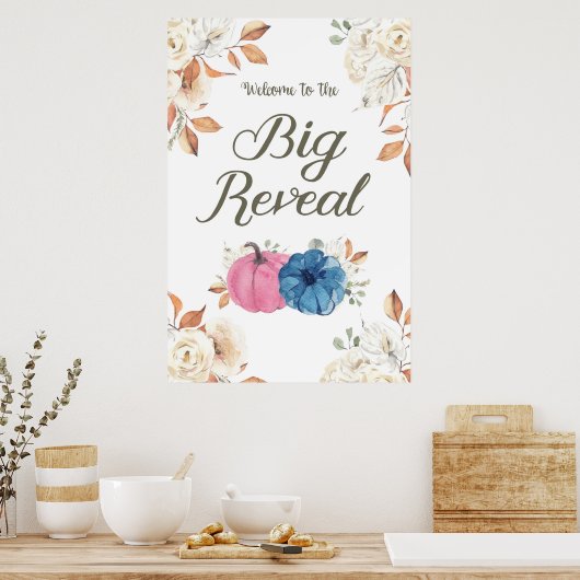 性別の表示赤面ピンクと海軍のウェルカムサイン ポスター (キッチン)