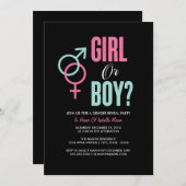 性別の表示 |ブラックパーティー招待状 招待状 (正面/裏面)