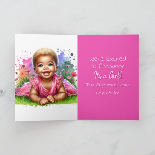 性別の表示 | 内の二人種間のベビーガール カード (内部)