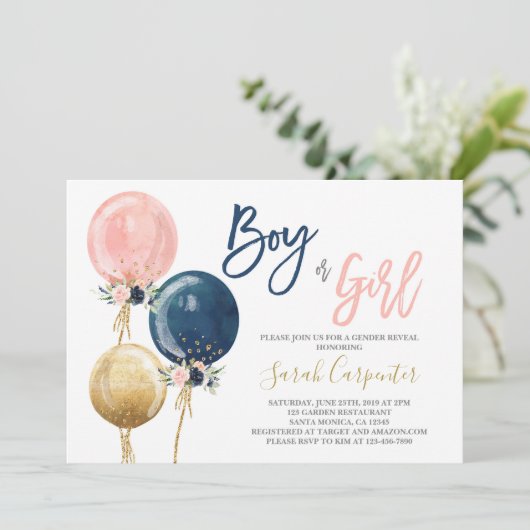 性別の表示 招待状 (スタンド正面)