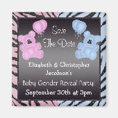 性別の表示Teddysとアニマルプリントの日付を保存 マグネット (正面)