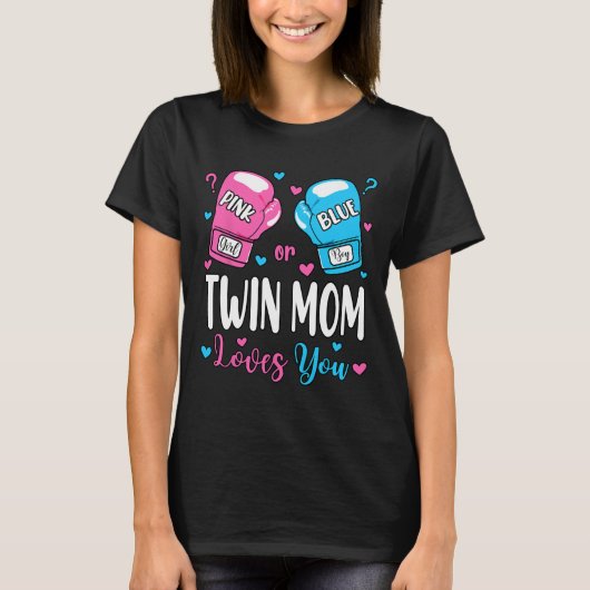 性別はピンクまたは青の双子の母あなたを愛するBoxi明らかにする Tシャツ (正面)