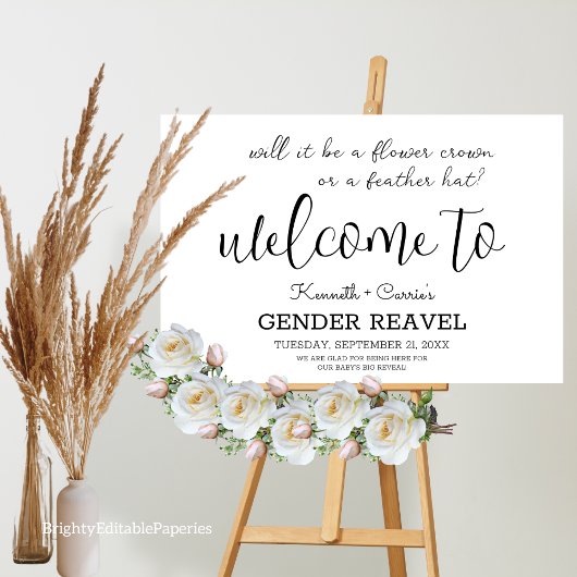 性別は、それが花の冠または羽であることを明らかにする ポスター