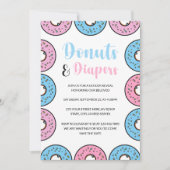 性別をテーマにしたリビールを振りかけるドーナツとおむつ 招待状 (正面)
