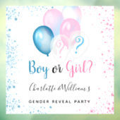 性別を明かすパーティー男の子の青ピンクのグリッターbal ウィンドウサイン (シート3)