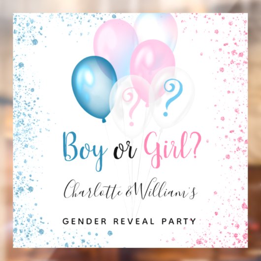 性別を明かすパーティー男の子の青ピンクのグリッターbal ウィンドウサイン (シート2)