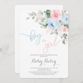 性別を明かすベビーシャワー 招待状 (正面/裏面)