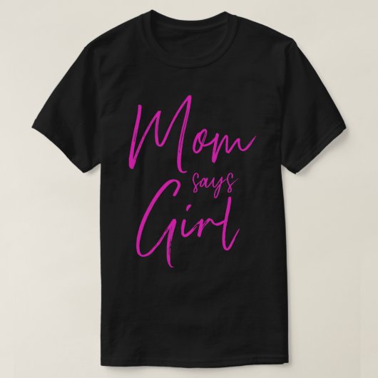 性別を明かす母は、女の子の一致する家族のベビーpと言う tシャツ (デザイン正面)