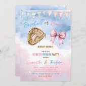 性別を明かす野球または弓 招待状 (正面/裏面)