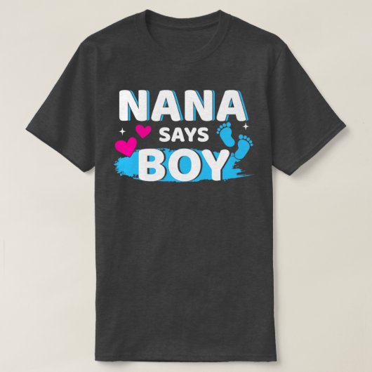 性別を明かすnanaは、家族のベビーpに一致する男の子を言う tシャツ (デザイン正面)