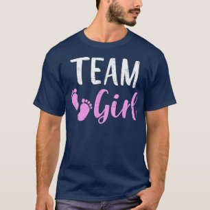 性別を明らかにするチームの女の子に一致する家族のベビーパーティー Tシャツ