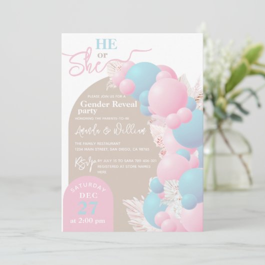 性別を明らモダンかすパーティー 招待状 (スタンド正面)