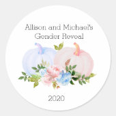 性別カボチャの好意ギフトを明らかにカスタムする ラウンドシール (正面)