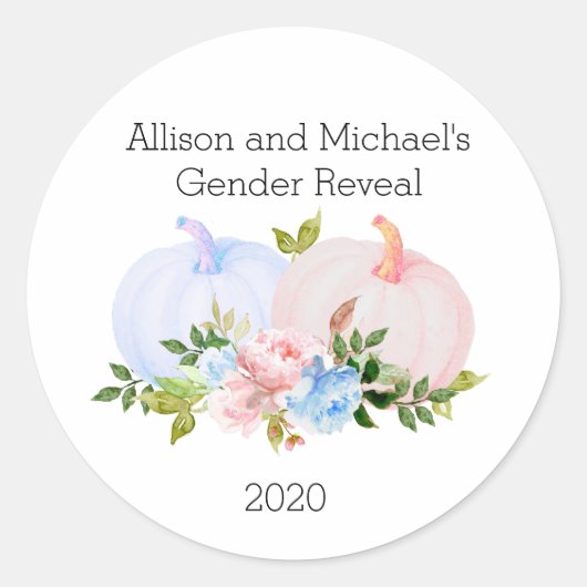 性別カボチャの好意ギフトを明らかにカスタムする ラウンドシール (正面)