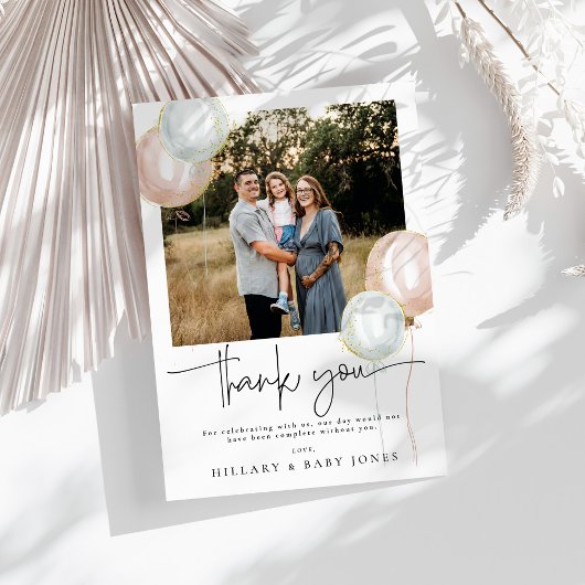 性別バルーンベビーシャワーサンキューカード 招待状