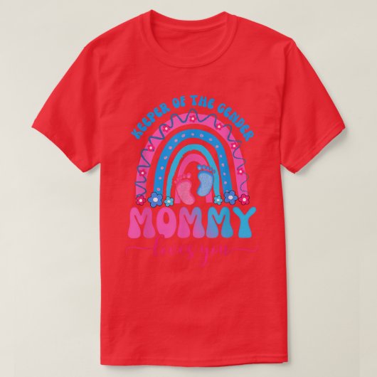性別ママがあなたを愛するジェンダーのキーパーを明らかにする Tシャツ (デザイン正面)