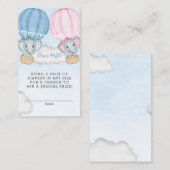 性別リビールエレファントバルーンおむつラッフル エンクロージャーカード (正面/裏面)