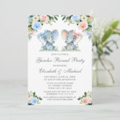 性別リビールゾウベビーピンクブルーフローラ 招待状 (スタンド正面)