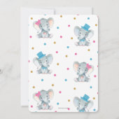 性別リビールゾウ男の赤ちゃんまたはベビーガール金ゴールド 招待状 (裏面)