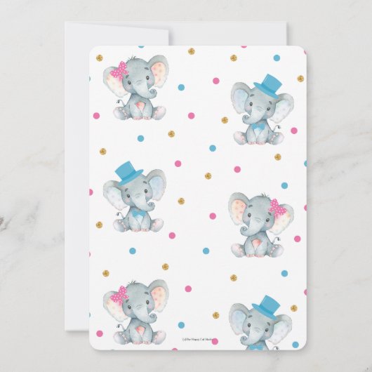 性別リビールゾウ男の赤ちゃんまたはベビーガール金ゴールド 招待状