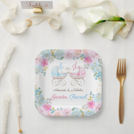 性別リビールテーブルデコールピンクブルー ペーパープレート