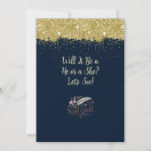 性別リビールパーティの招待状ブルー&ピンクの輝き 招待状 (裏面)