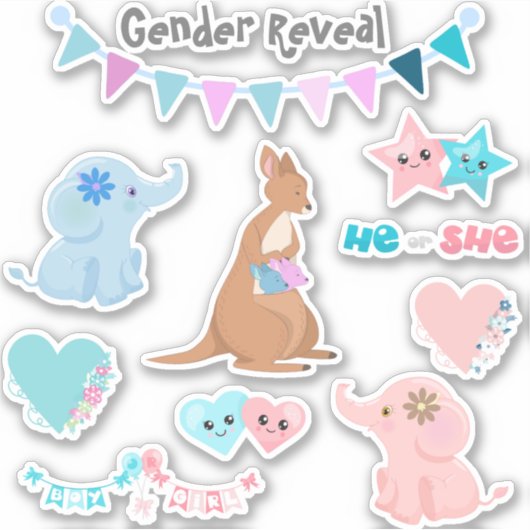 性別リビールベビーピンクブルーセット シール (正面)