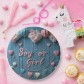性別リビールボーイフレンド紙プレートピンクブルー ペーパープレート (パーティー)