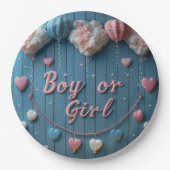 性別リビールボーイフレンド紙プレートピンクブルー ペーパープレート (正面)