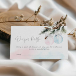 性別リビール冬の赤ちゃんシャワーおむつラッフルエンク エンクロージャーカード