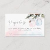 性別リビール冬の赤ちゃんシャワーおむつラッフルエンク エンクロージャーカード (正面)