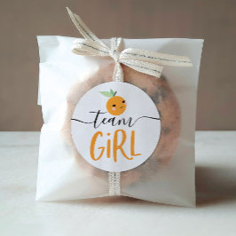 性別リビール投票ステッカー小さなかわいこちゃんオレンジ ラウンドシール